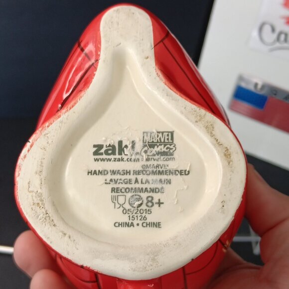 Marvel Spiderman Face 3D Ceramic Mug, 20 oz, Red, V. Good, No Chips 2015 CN - Picture 4 of 12